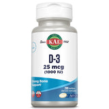 Bouteille KAL D3 1000 UI avec gélules, soutien potentiel des os
