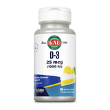 Kal Vitamine D3 ActivMelt – tablettes citron, absorption rapide pour le soin des os et du système immunitaire.