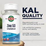 KAL Zinc 50 mg chelaté: étiquette claire et emballage sûr.