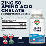 KAL Zinc 50 mg chelaté, flacon fermé prêt à l’emploi pour un soutien quotidien.