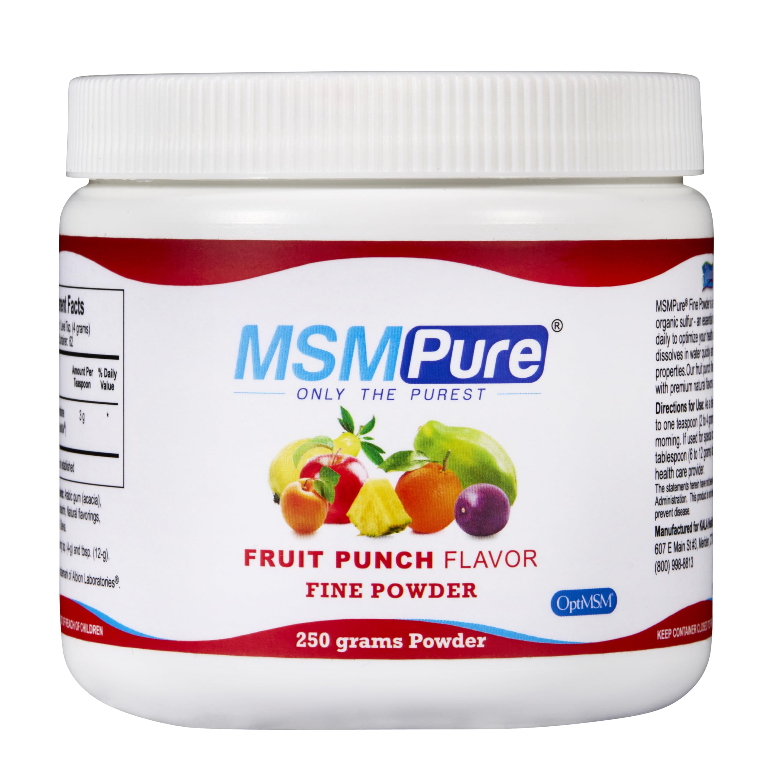 KALA HEALTH MSMPure flacon avec poudre fine, soutien potentiel des articulations