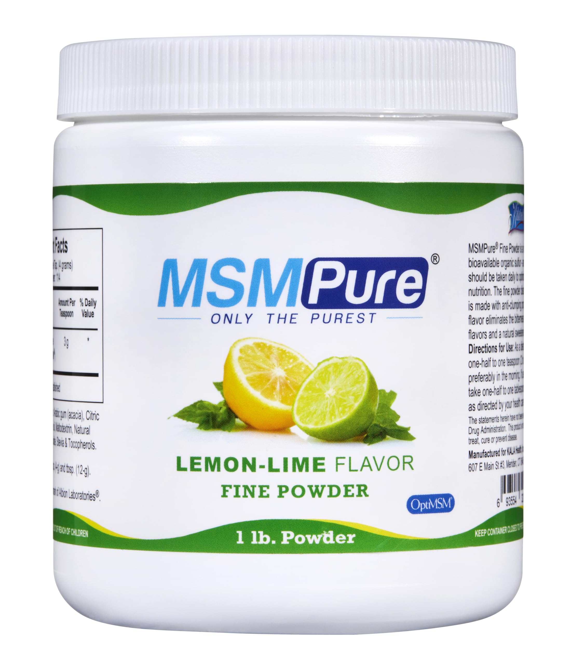 KALA HEALTH MSMPure packshot avec emballage citron-lime et promesse mobilité.