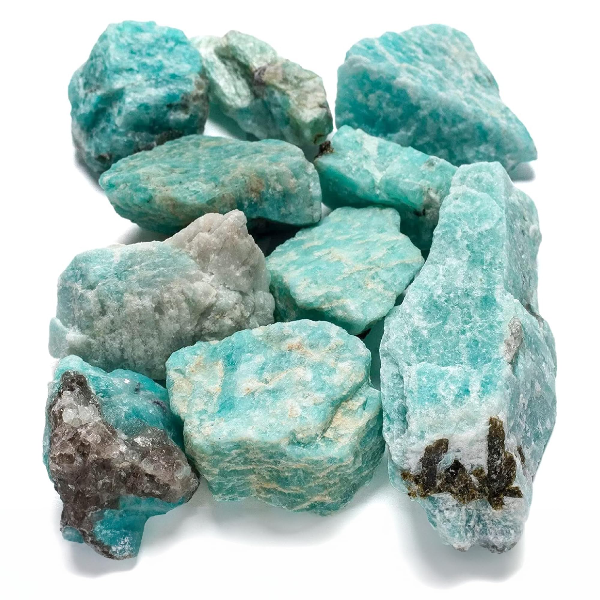 KALIFANO Amazonite brute, 10 pierres, énergie apaisante potentielle pour la méditation.