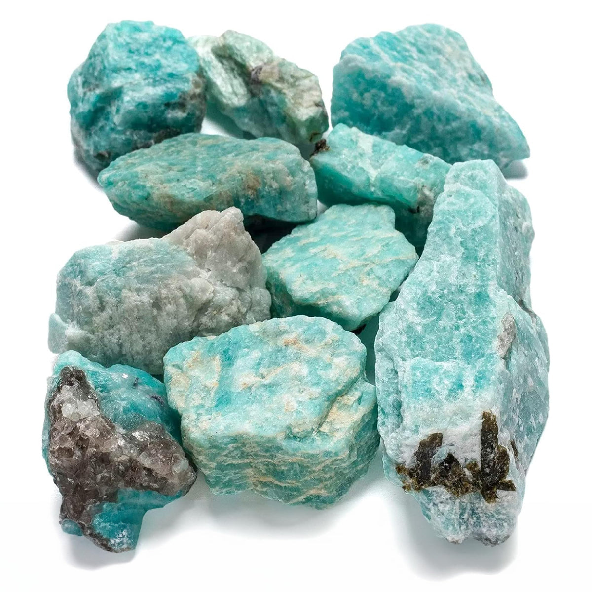 KALIFANO Amazonite brute, 10 pierres, énergie apaisante potentielle pour la méditation.