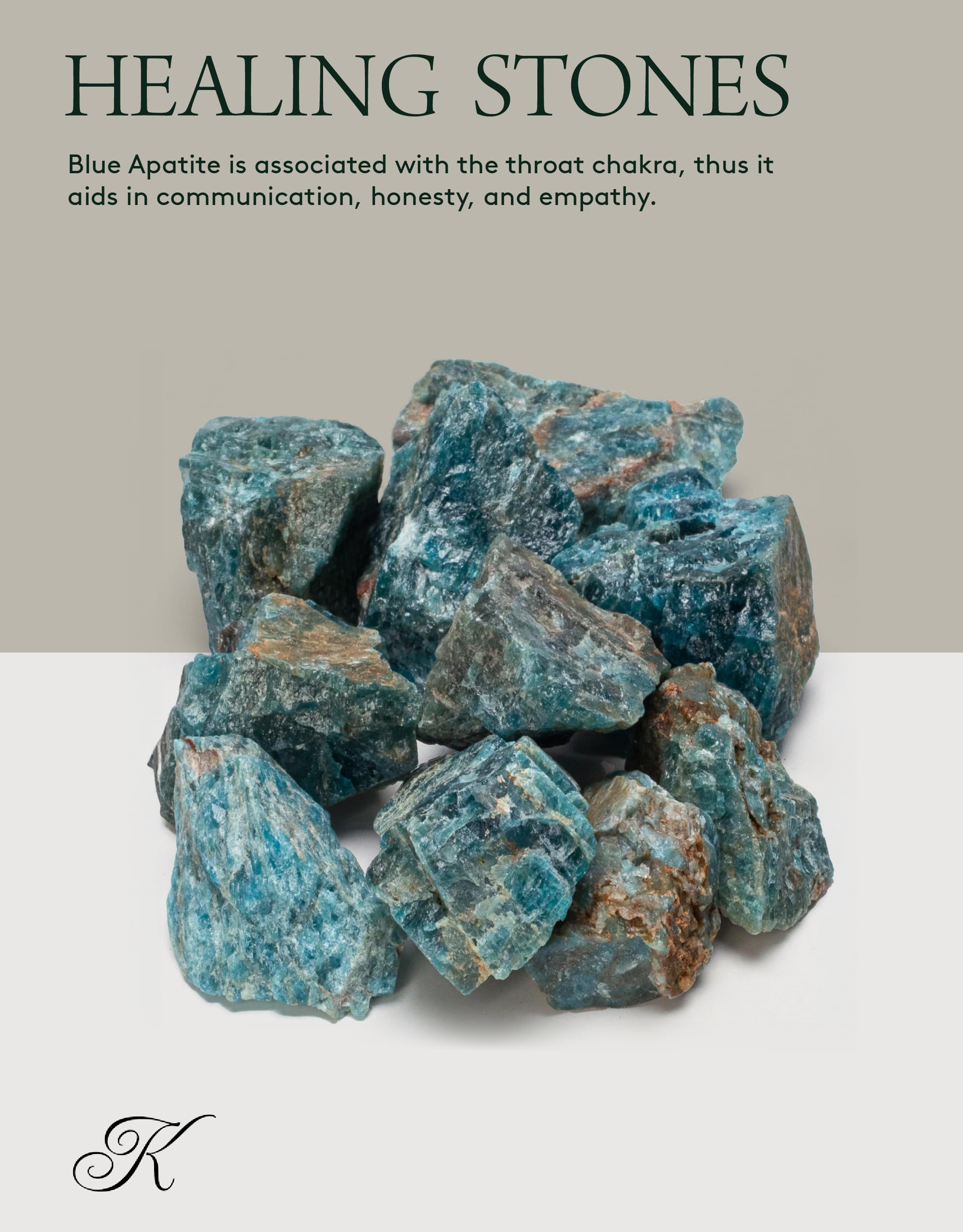 KALIFANO Apatite bleue brute – pierres variées, couleurs riches pour créations uniques.