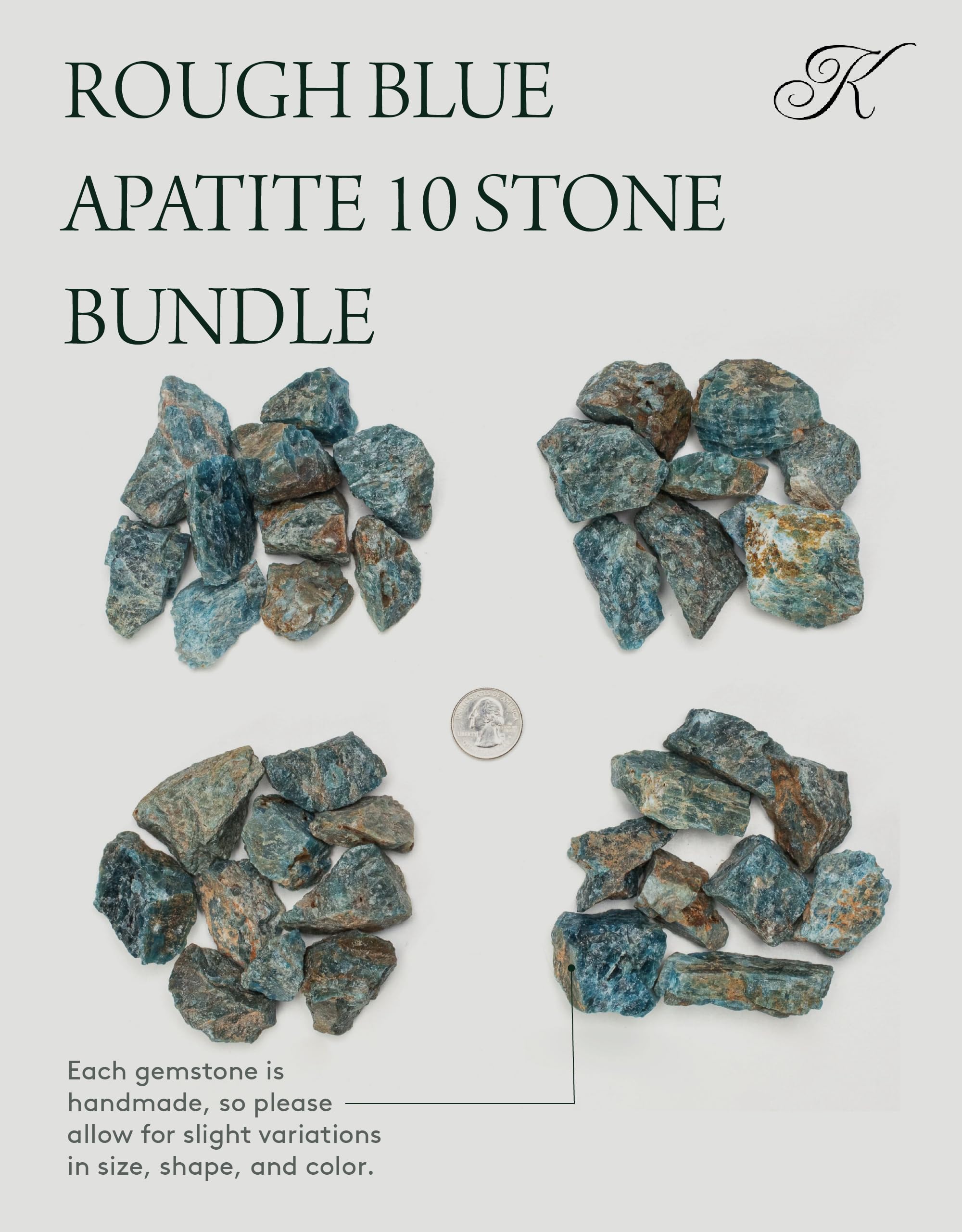 KALIFANO Apatite bleue brute – couleur intense et grain naturel pour polissage.
