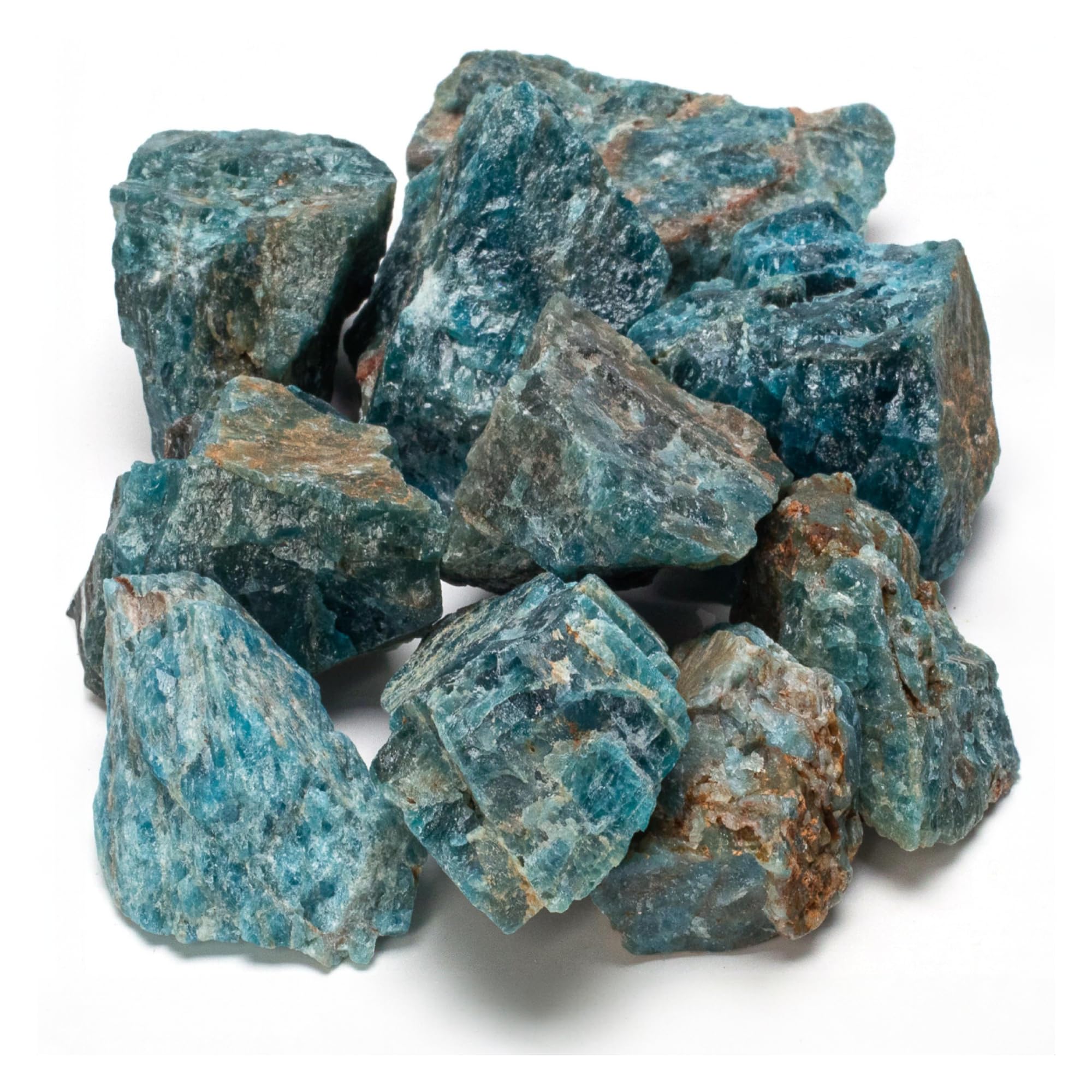 KALIFANO Apatite bleue brute – lot de 10 pierres, brillance naturelle idéale pour lapidage.