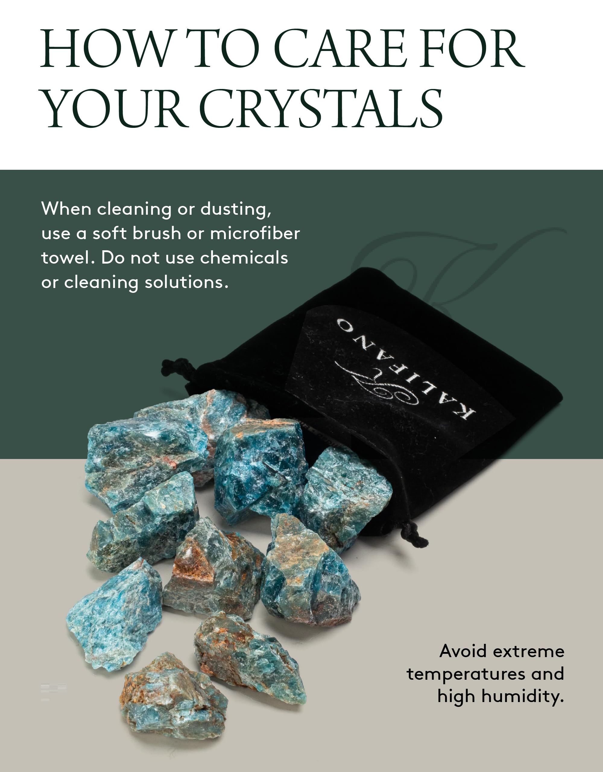 KALIFANO Apatite bleue brute – texture variée et tailles adaptées au tumbling.