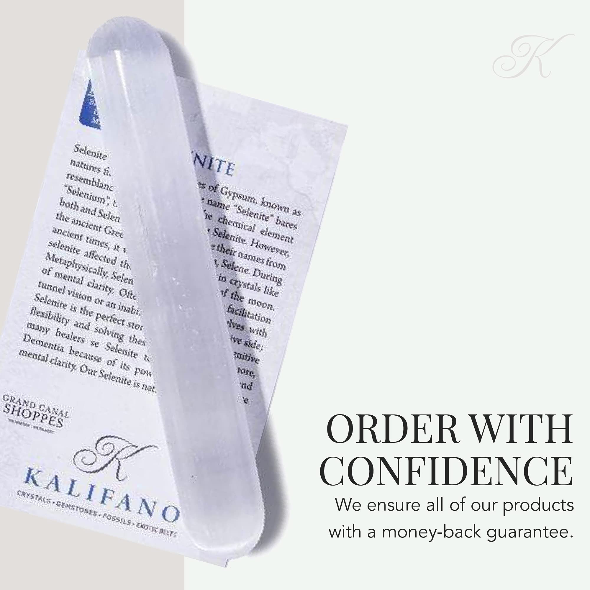 Sélénite Kalifano, outil tactile pour le bien-être quotidien.