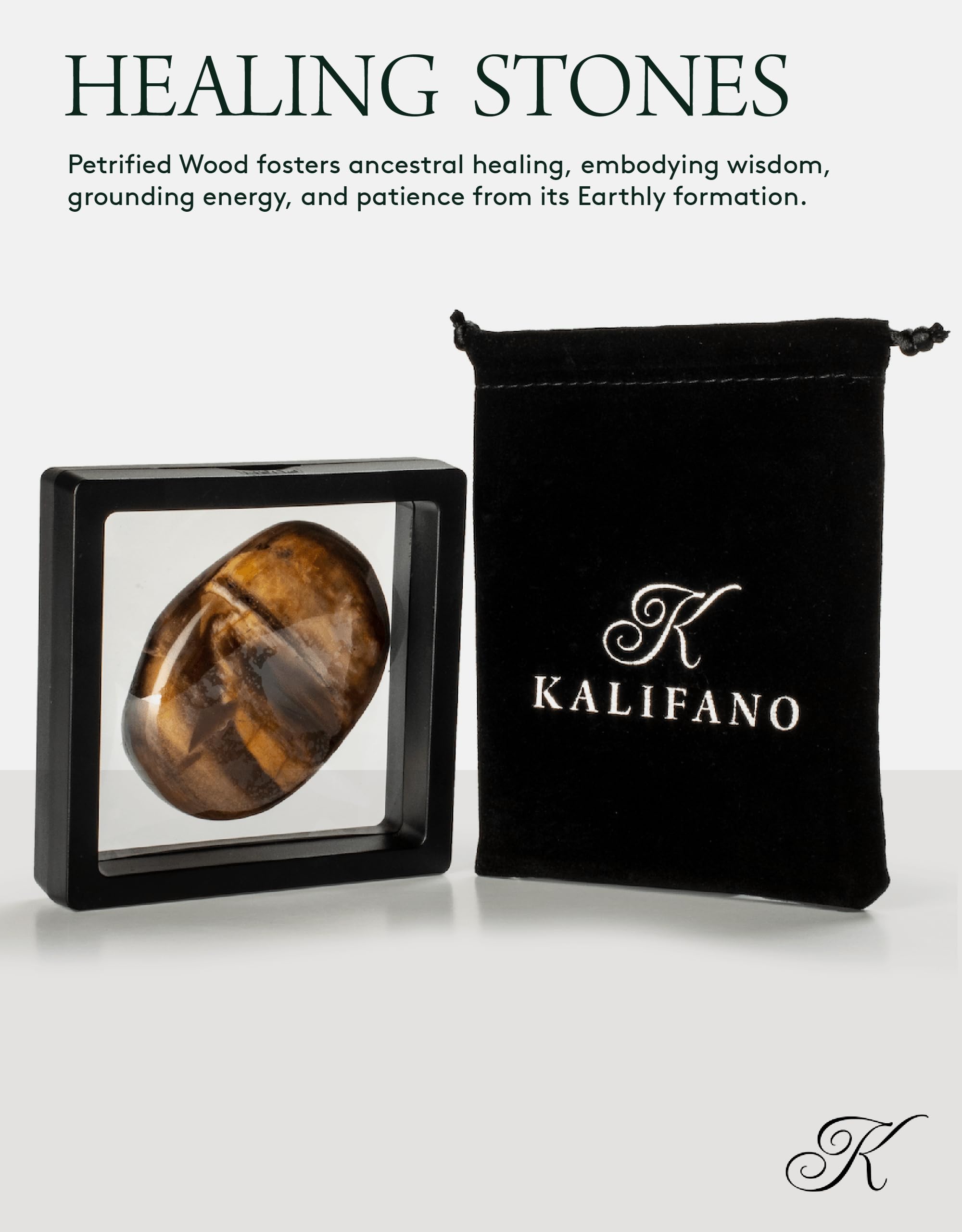 KALIFANO bois-pétrifié, texture unique rappelant la nature et la patience.