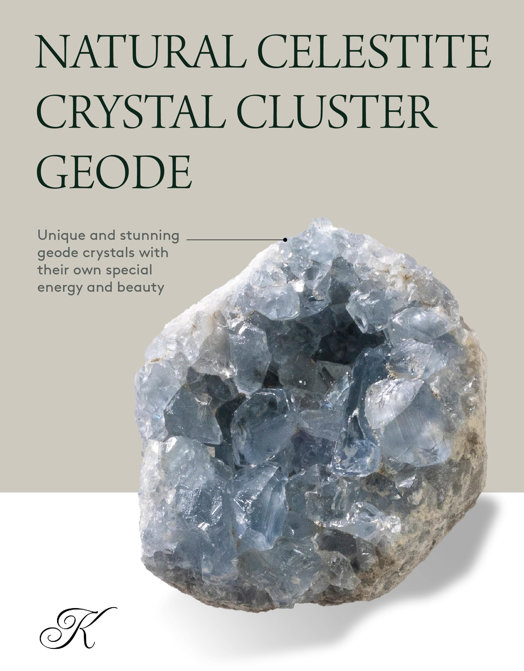 Géode Celestite Kalifano brute naturelle — pièce unique pour votre déco spirituelle.