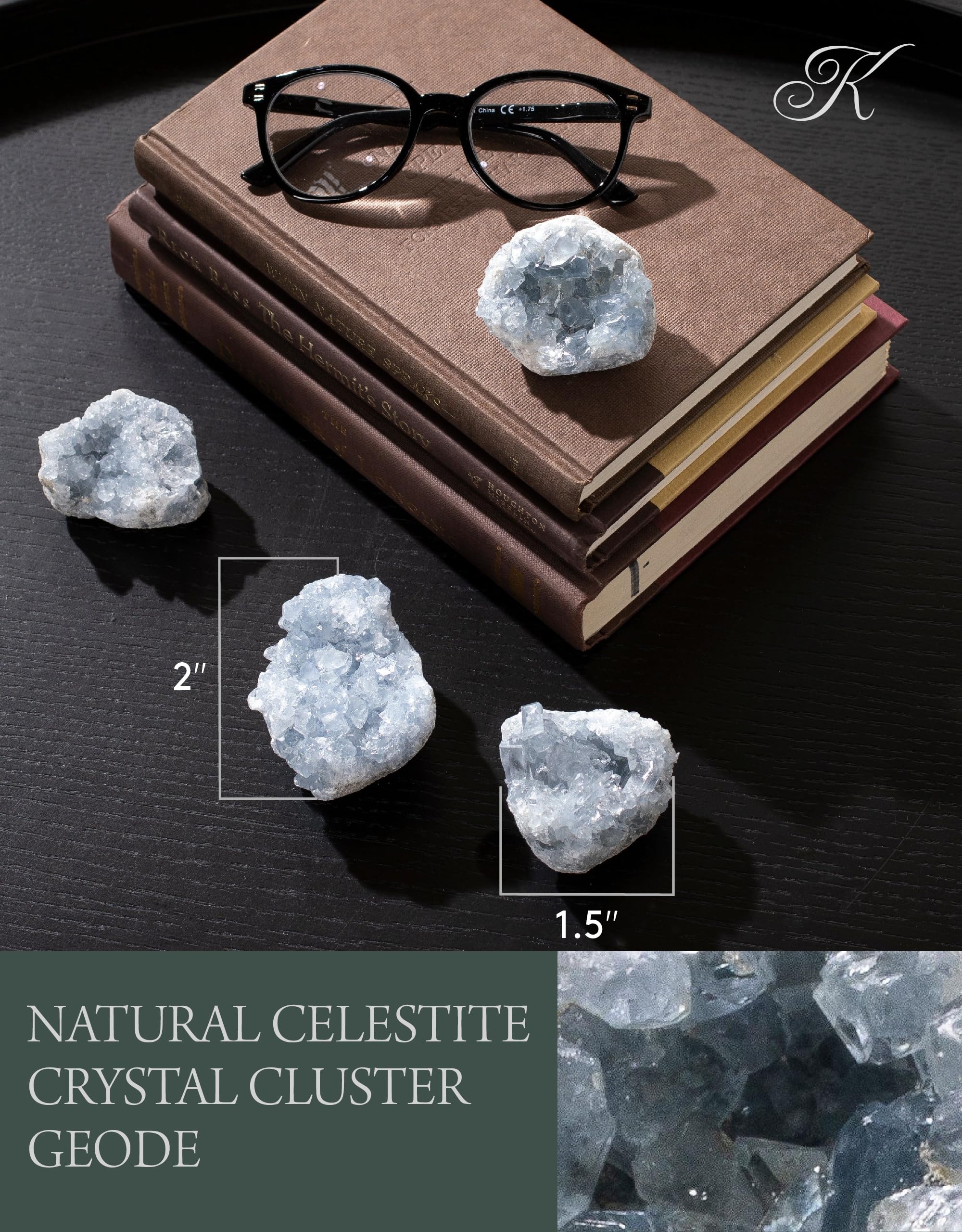 Géode Celestite Kalifano bleu ciel — éclairage et clarté d'esprit.