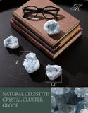 Géode Celestite Kalifano bleu ciel — éclairage et clarté d'esprit.