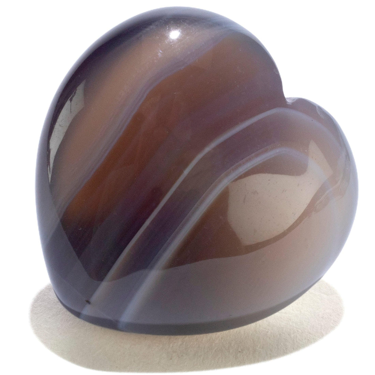 KALIFANO Cœur agate sculpture – détail des bandes pour une atmosphère apaisante.