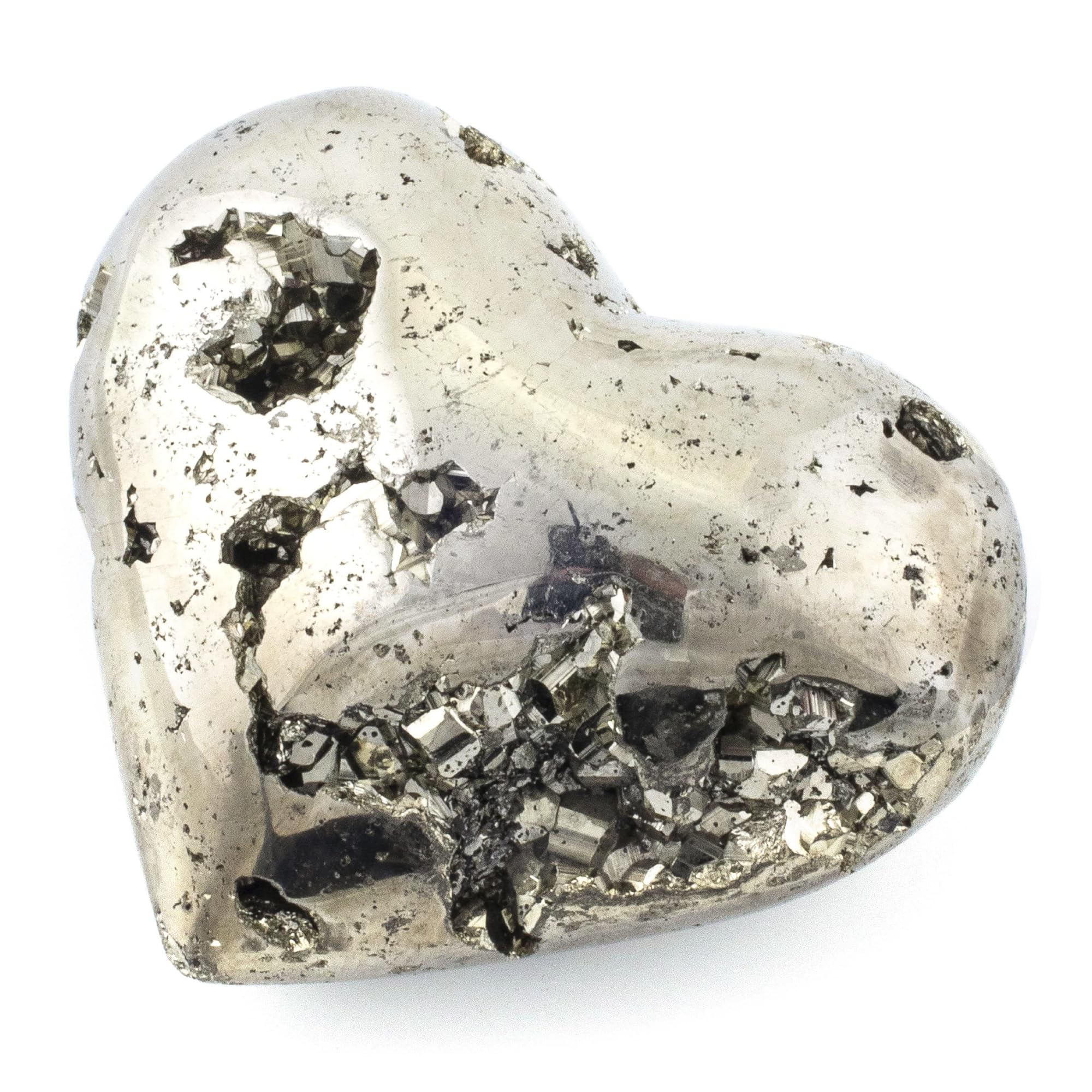 KALIFANO Coeur en pirite brillant, pièce décorative lumineuse et énergétique.