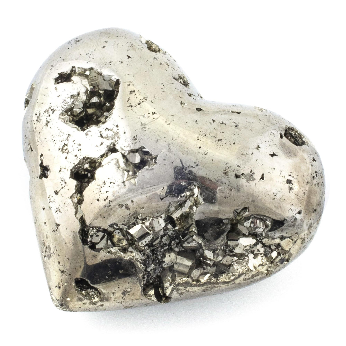 KALIFANO Coeur en pirite brillant, pièce décorative lumineuse et énergétique.