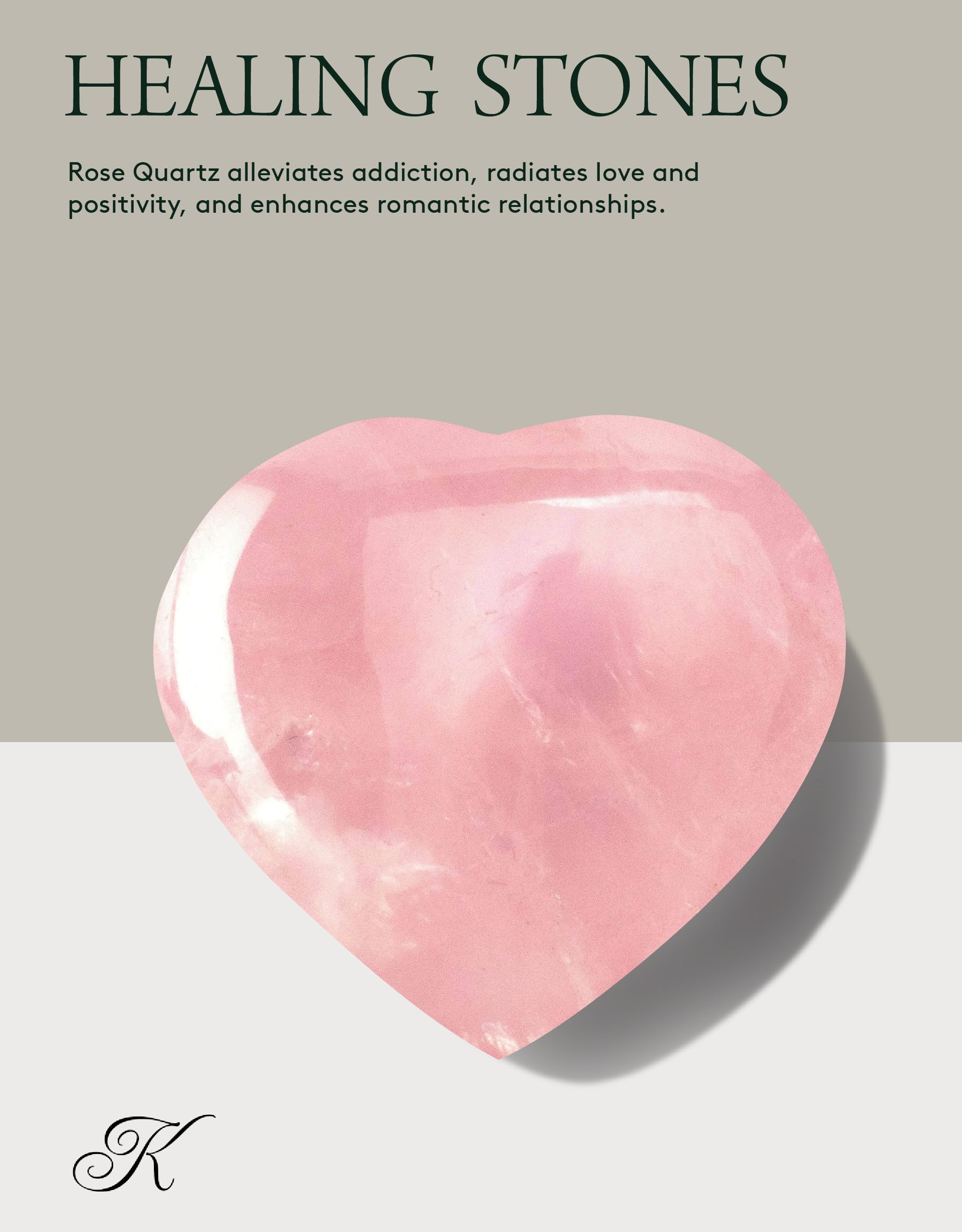KALIFANO Cœur quartz rose gravure artisanale et toucher soyeux.