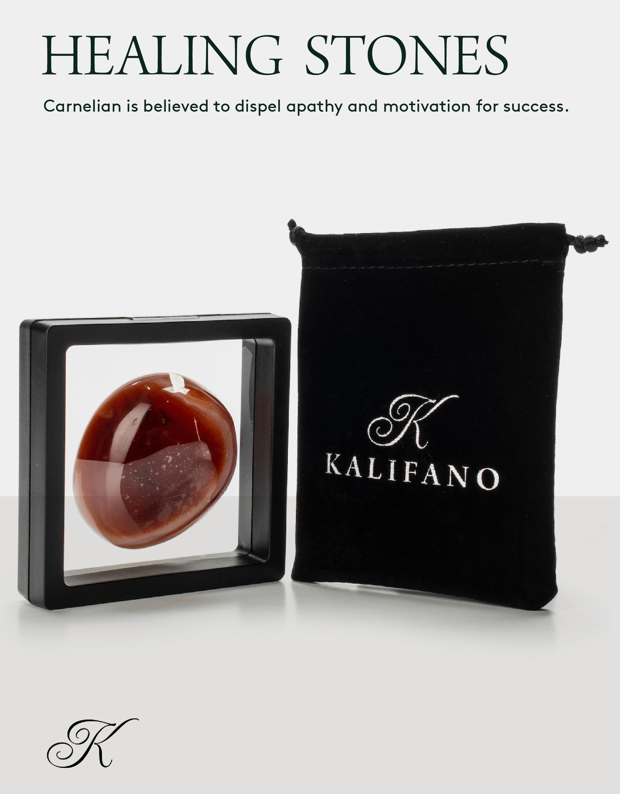 KALIFANO Cornaline – Énergie équilibre, pierre paume pour la détente mentale.
