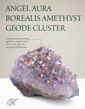 Kalifano géode améthyste aura angélique, parfait pour autel ou espace spirituel.