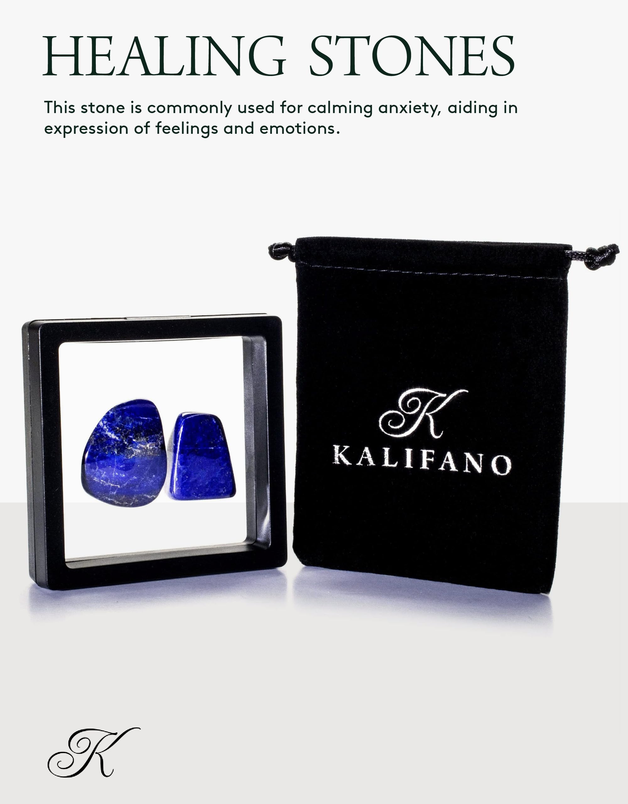 KALIFANO Lapis Lazuli, vue d'ensemble du lot de deux pierres uniques.