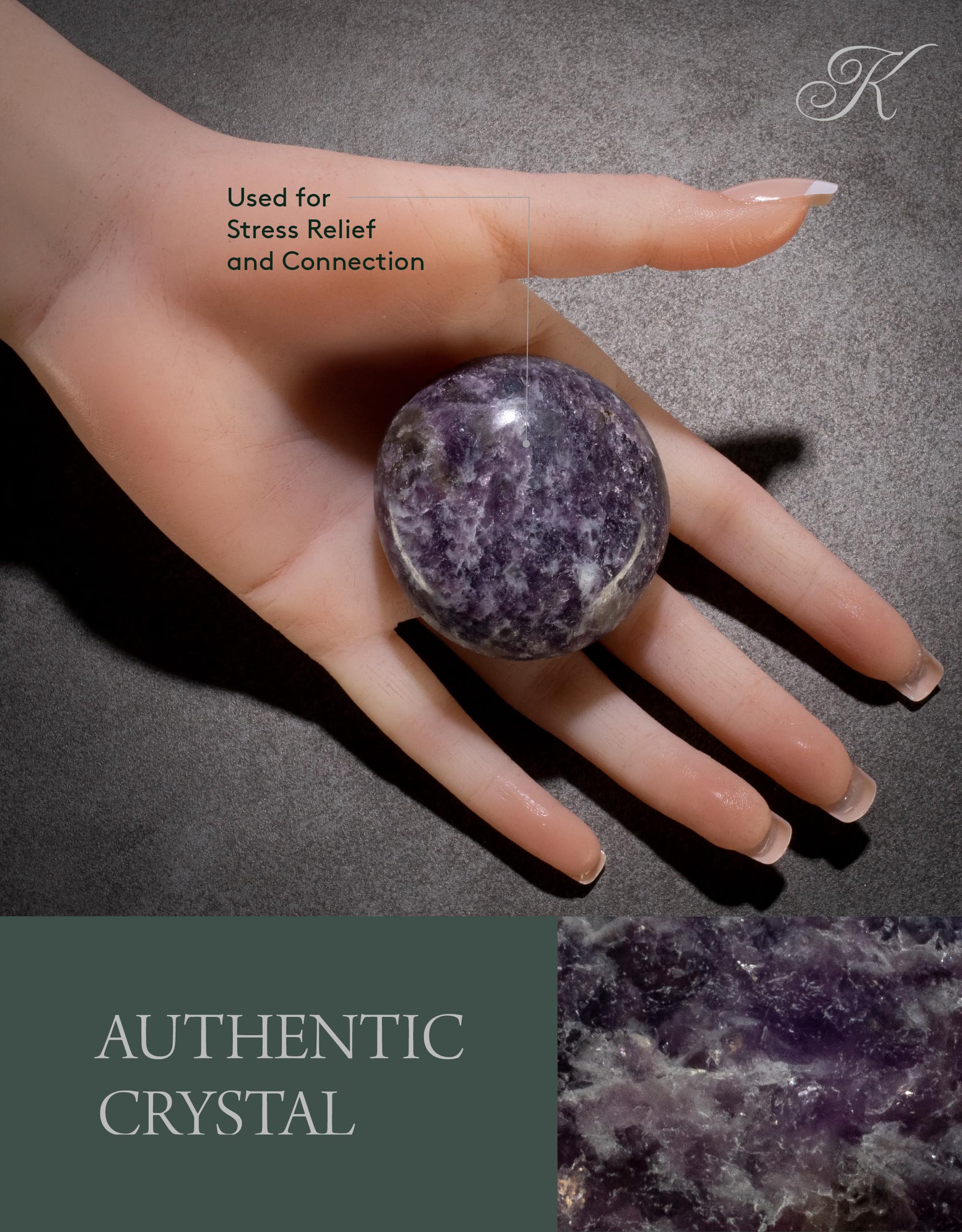 KALIFANO Lepidolite – pierre paume utilisée en Reiki et méditation.