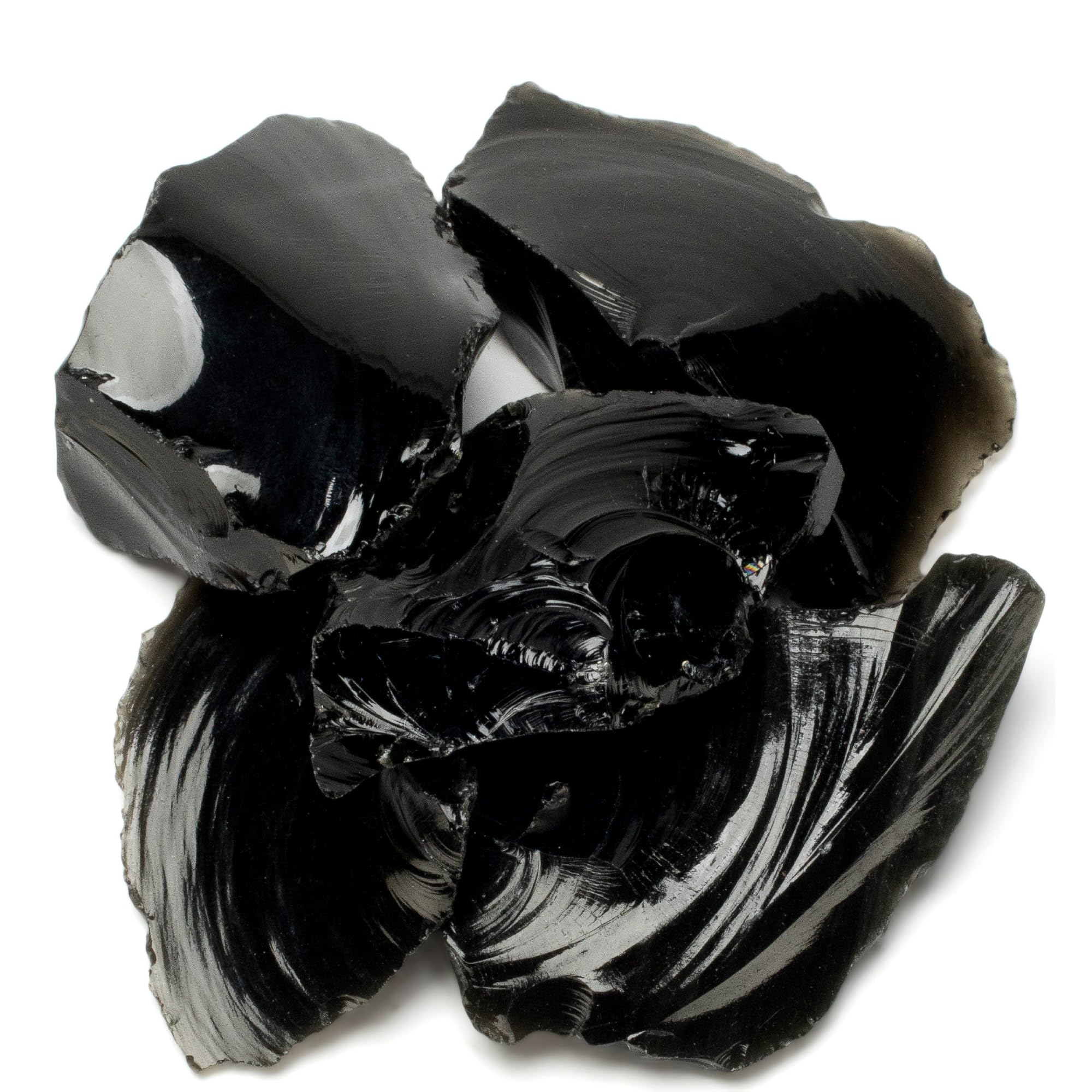 KALIFANO Obsidienne brute – ensemble de 5 pierres, énergie naturelle.
