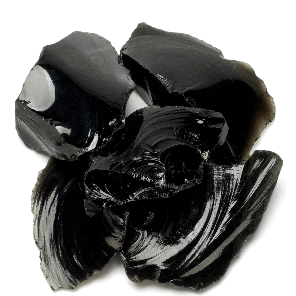 KALIFANO Obsidienne brute – ensemble de 5 pierres, énergie naturelle.