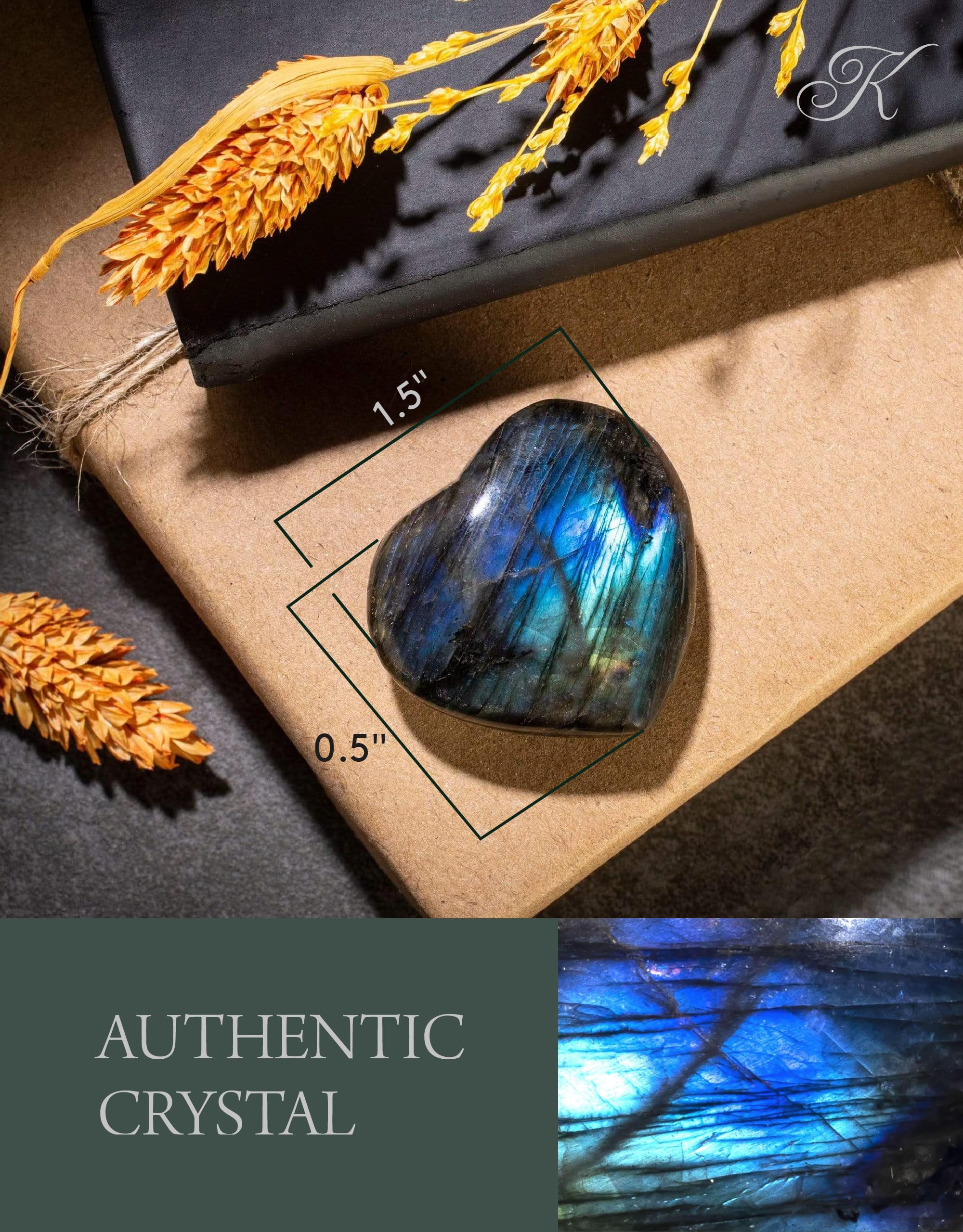 Kalifano pierre-information-labradorite : carte explicative et énergie légère.