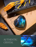 Kalifano pierre-information-labradorite : carte explicative et énergie légère.