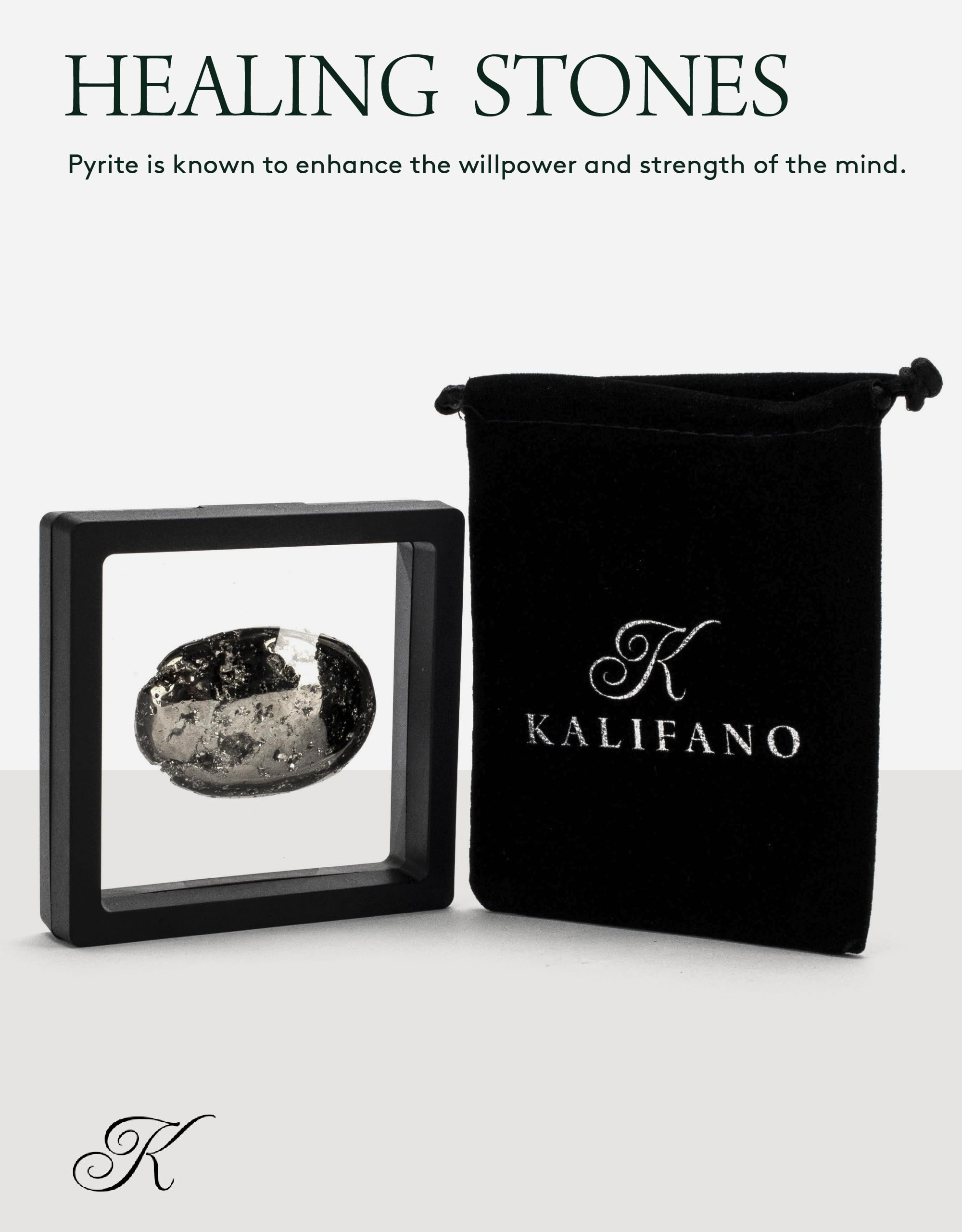 Pierre palmaire KALIFANO en pirite: brillance naturelle et qualité supérieure.