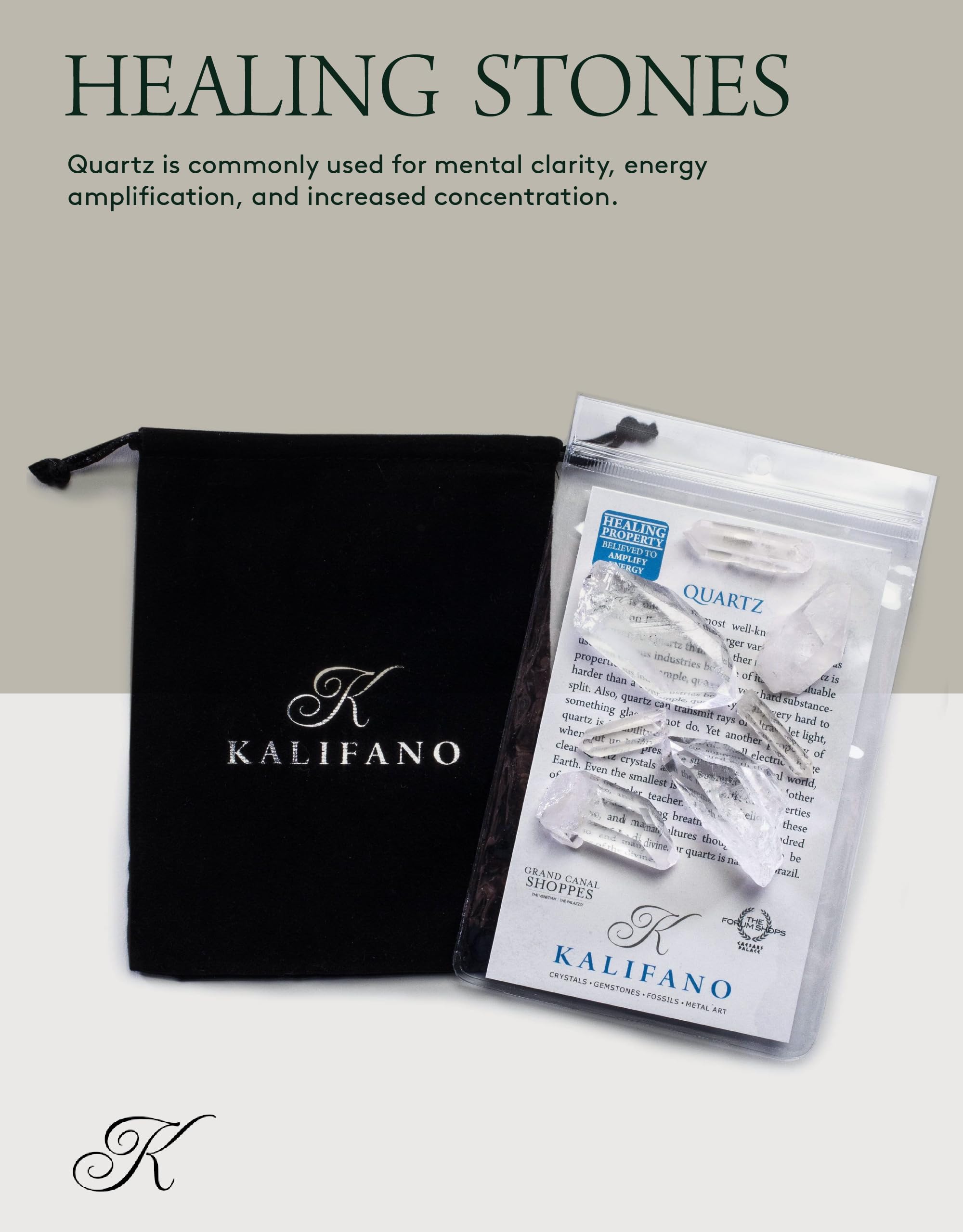 KALIFANO quartz brésilien AAA : pièces visibles, énergie potentielle pour l'espace