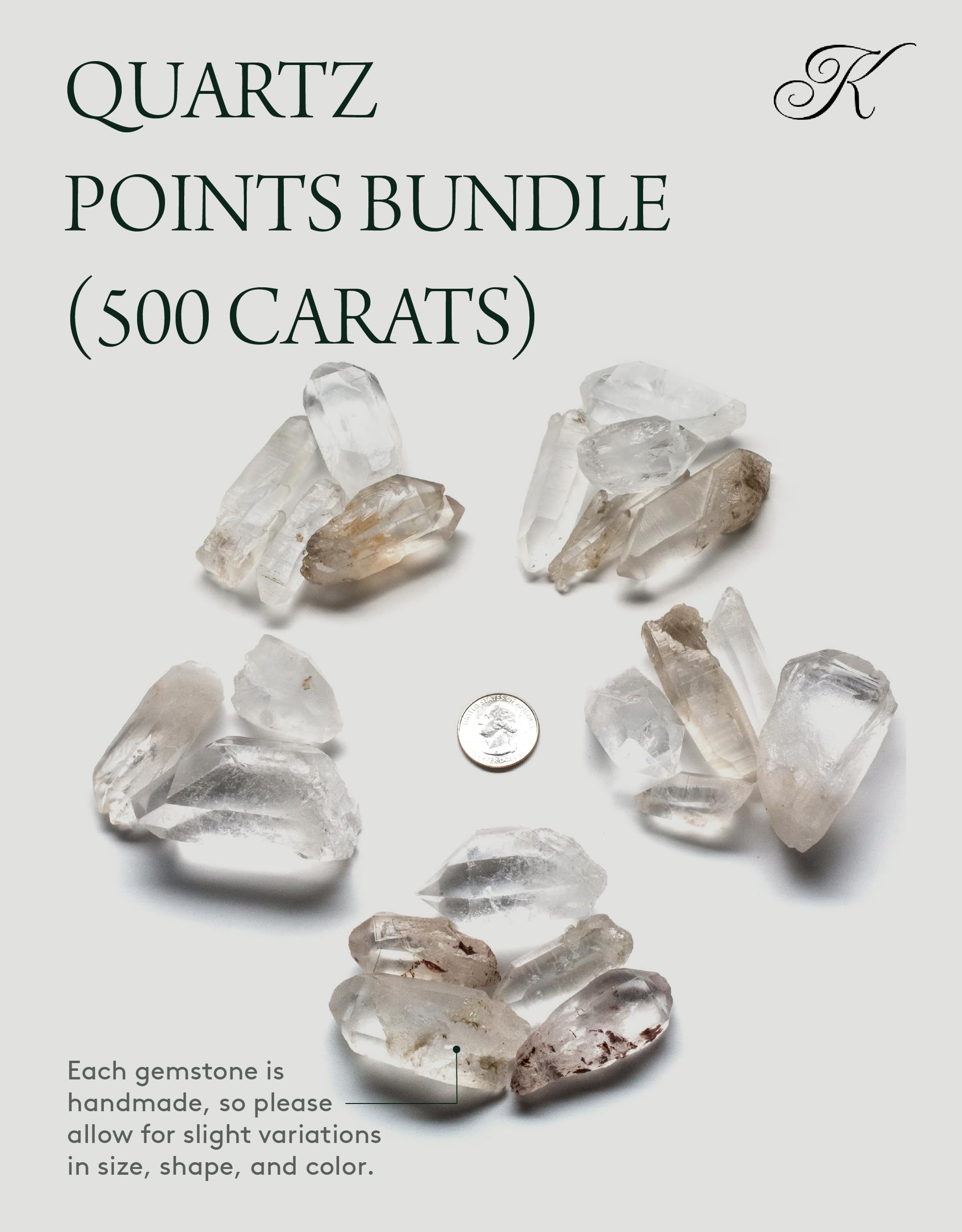 KALIFANO ensemble quartz brésilien, 500 carats pour usages variés.