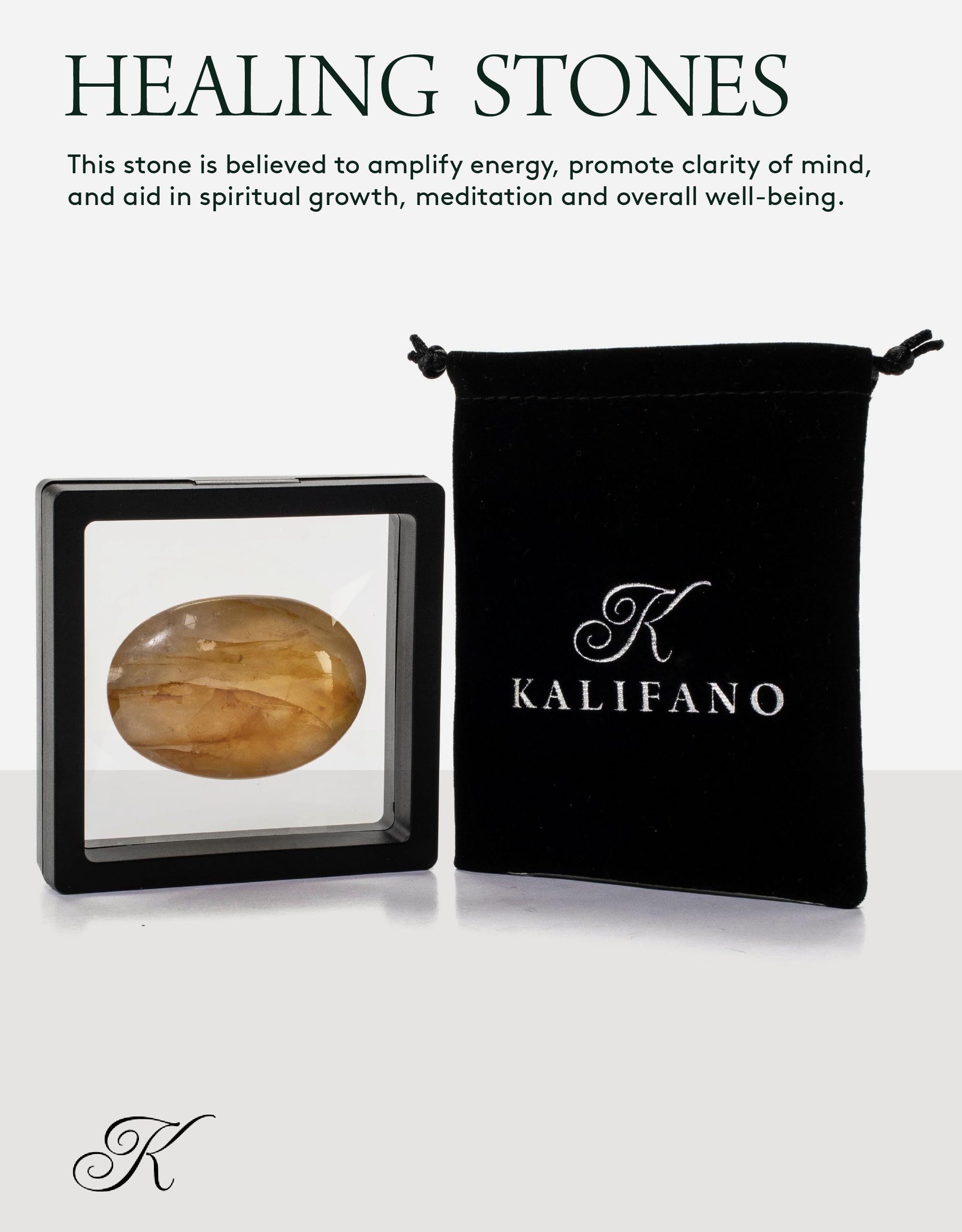 KALIFANO Quartz hématoïde — pierre de main énergisante et claire.