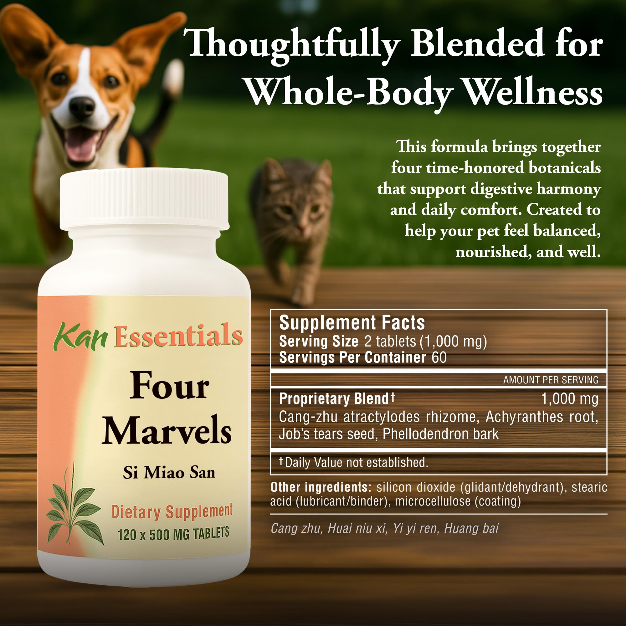 Kan Herb Quatre Merveilles tablettes digestion, équilibre intestinal possible pour vos compagnons.