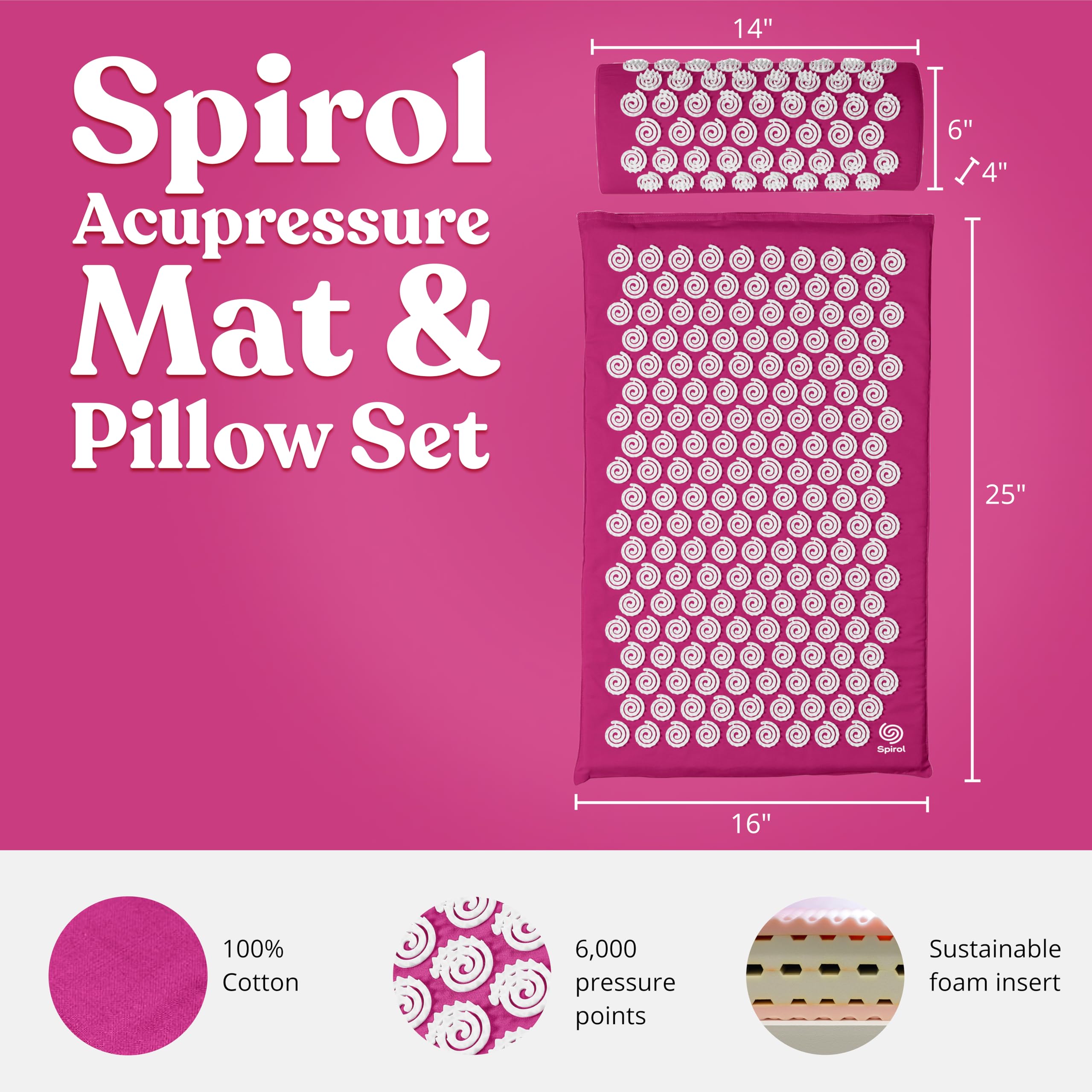 Kanjo Spirol oreiller dimensions 14x6x4 pour un soutien ciblé