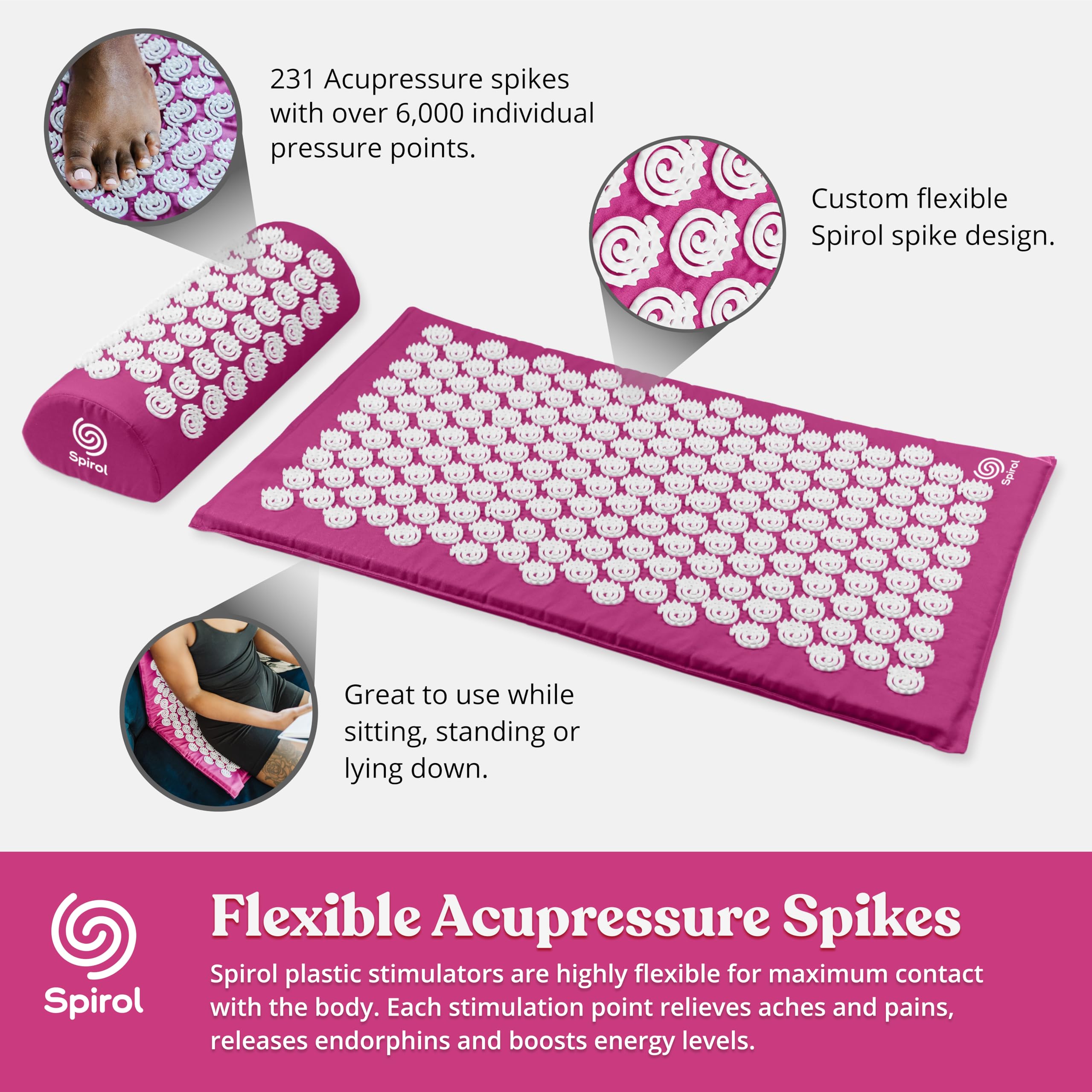 Kanjo Spirol utilisation sur dos et épaules avec le tapis d'acupression
