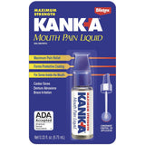 Kank-A liquide pour douleur buccale, flacon compact et soulagement potentiel.