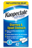 Kaopectate caplets montrant le soulagement multi-symptômes pour l’estomac.