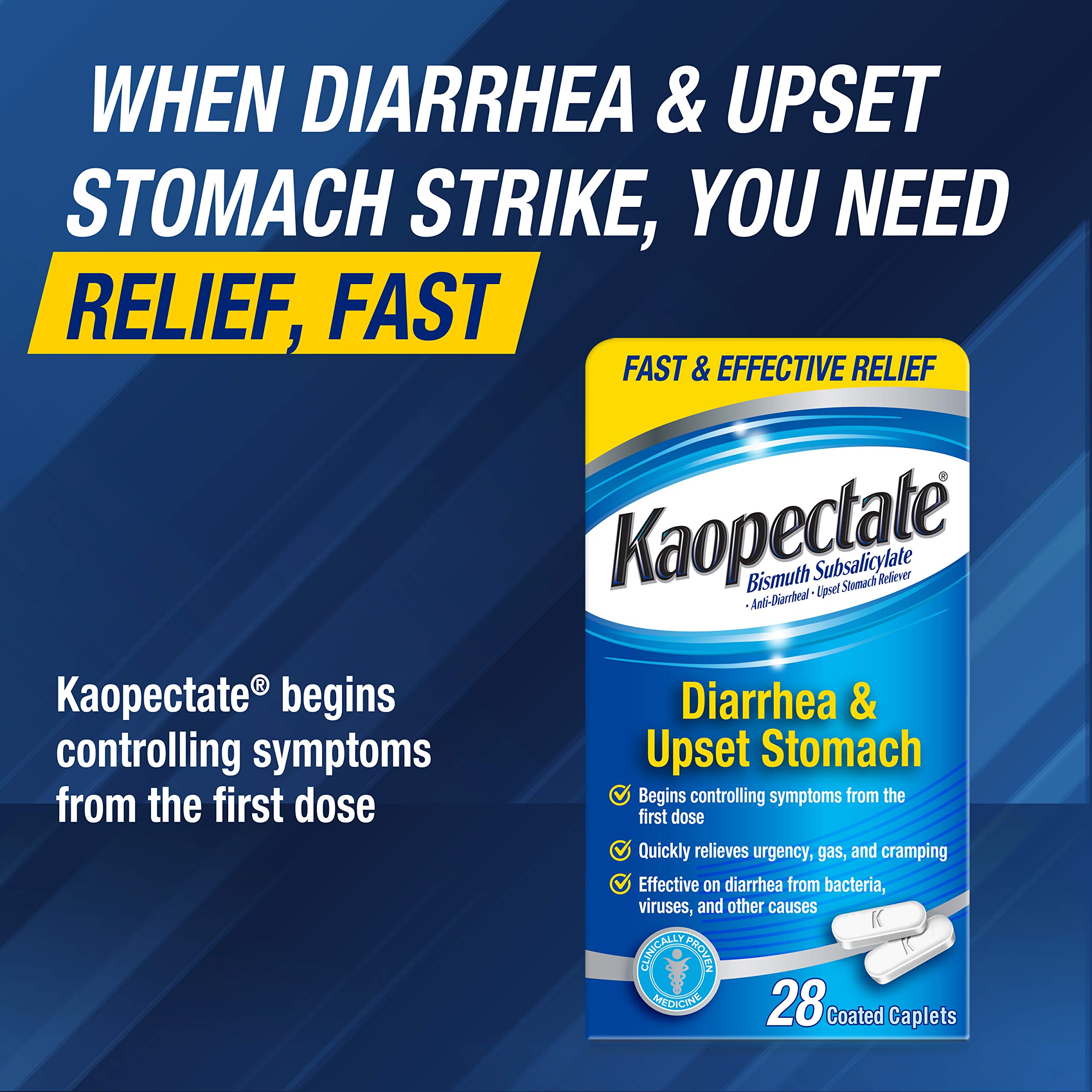 Kaopectate – emballage etiquette claire, utilisation rapide et sûre.
