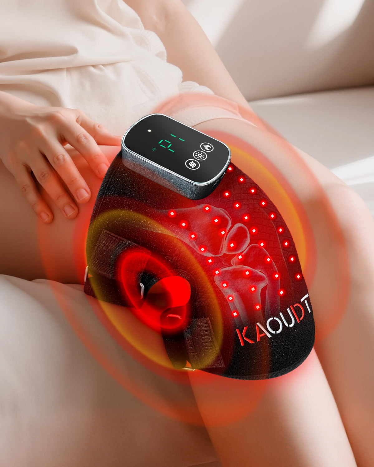Kaoudt Genou 3D avec chaleur et lumière rouge pour un confort ciblé