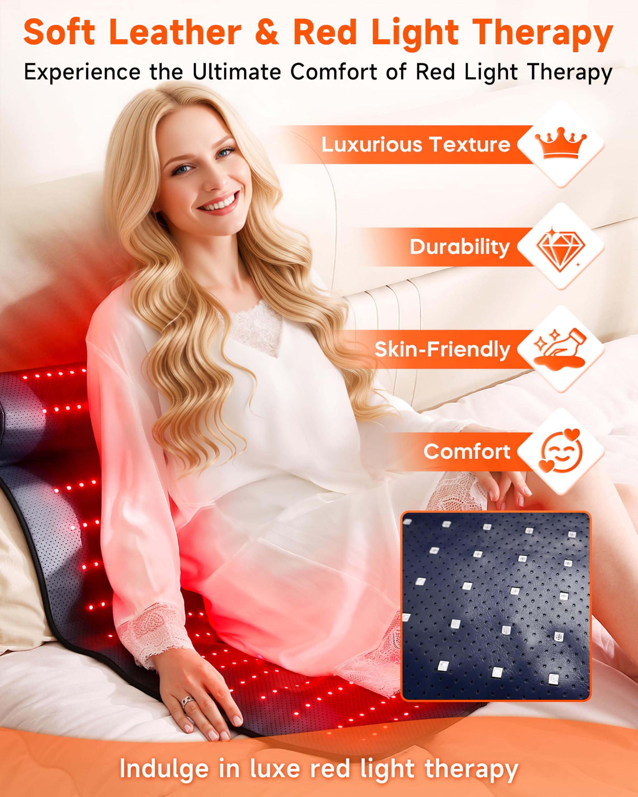 Kaoudt matelas lumière rouge – contrôles multiples pour modes constant et pulsé.