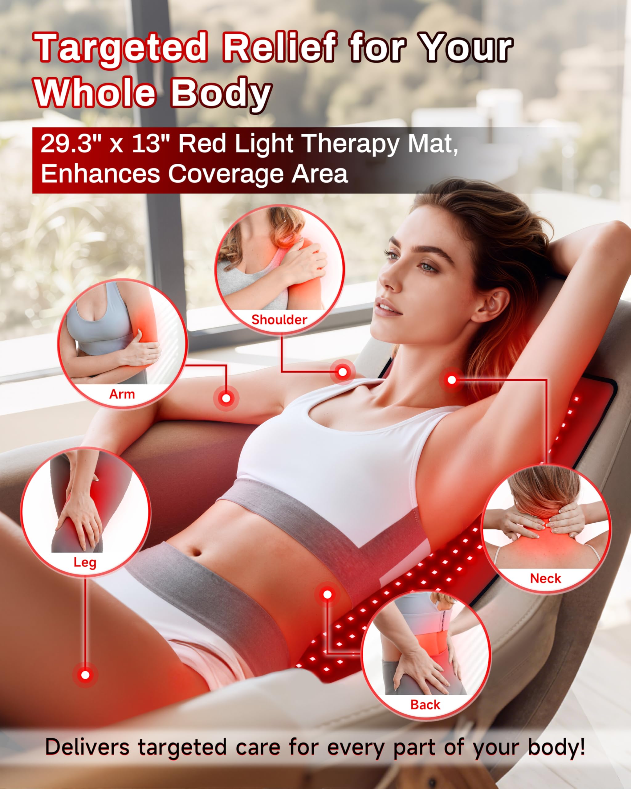 Kaoudt matelas lumière rouge jambes: confort musculaire amélioré.