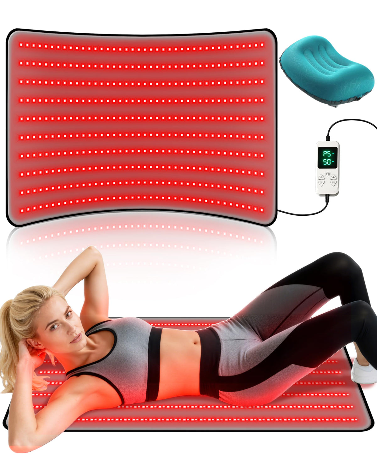 Kaoudt matelas thérapie lumière rouge 660nm et infrarouge 850nm pour récupération musculaire