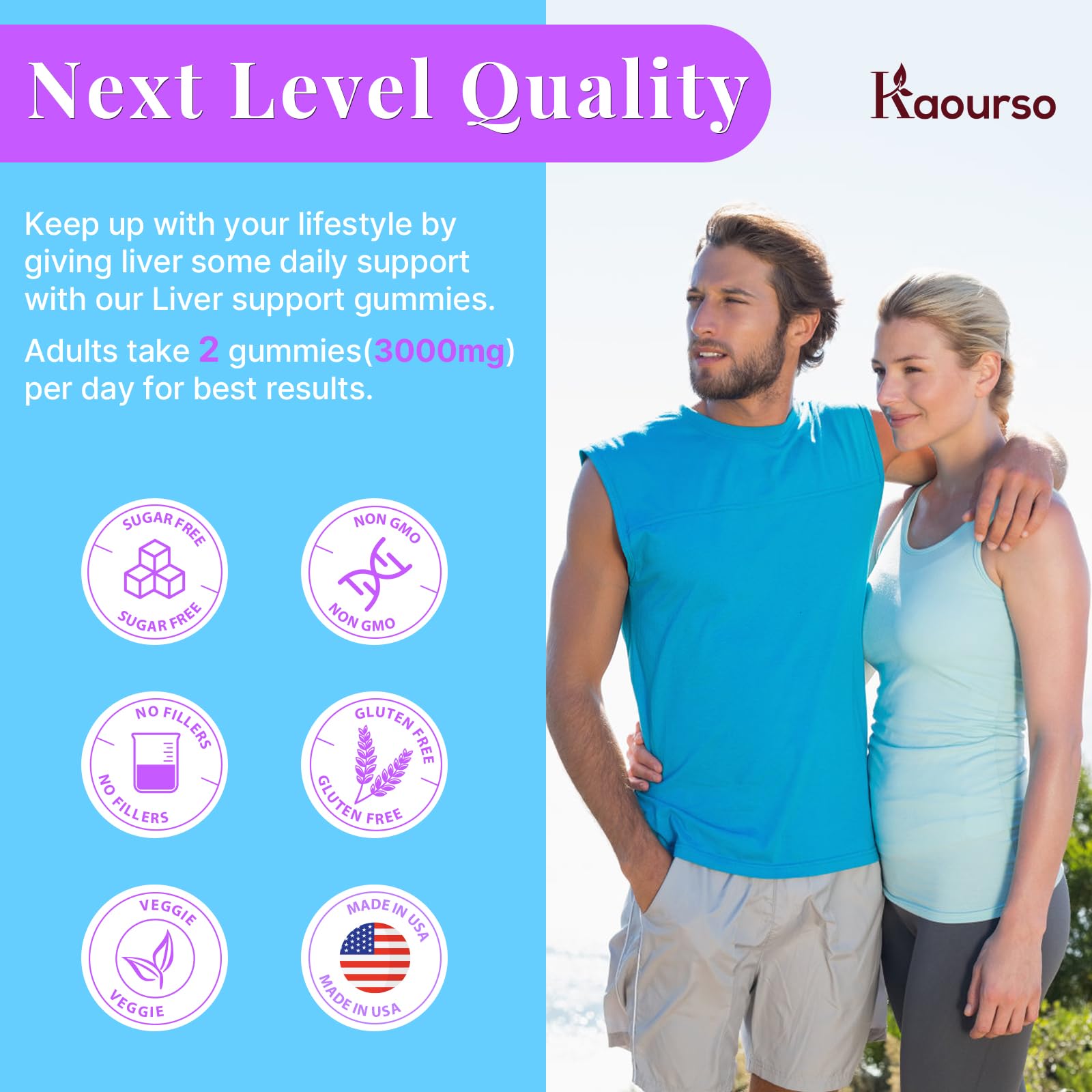 Kaourso sans-gelatine detox gommes conviennent au régime vegan.