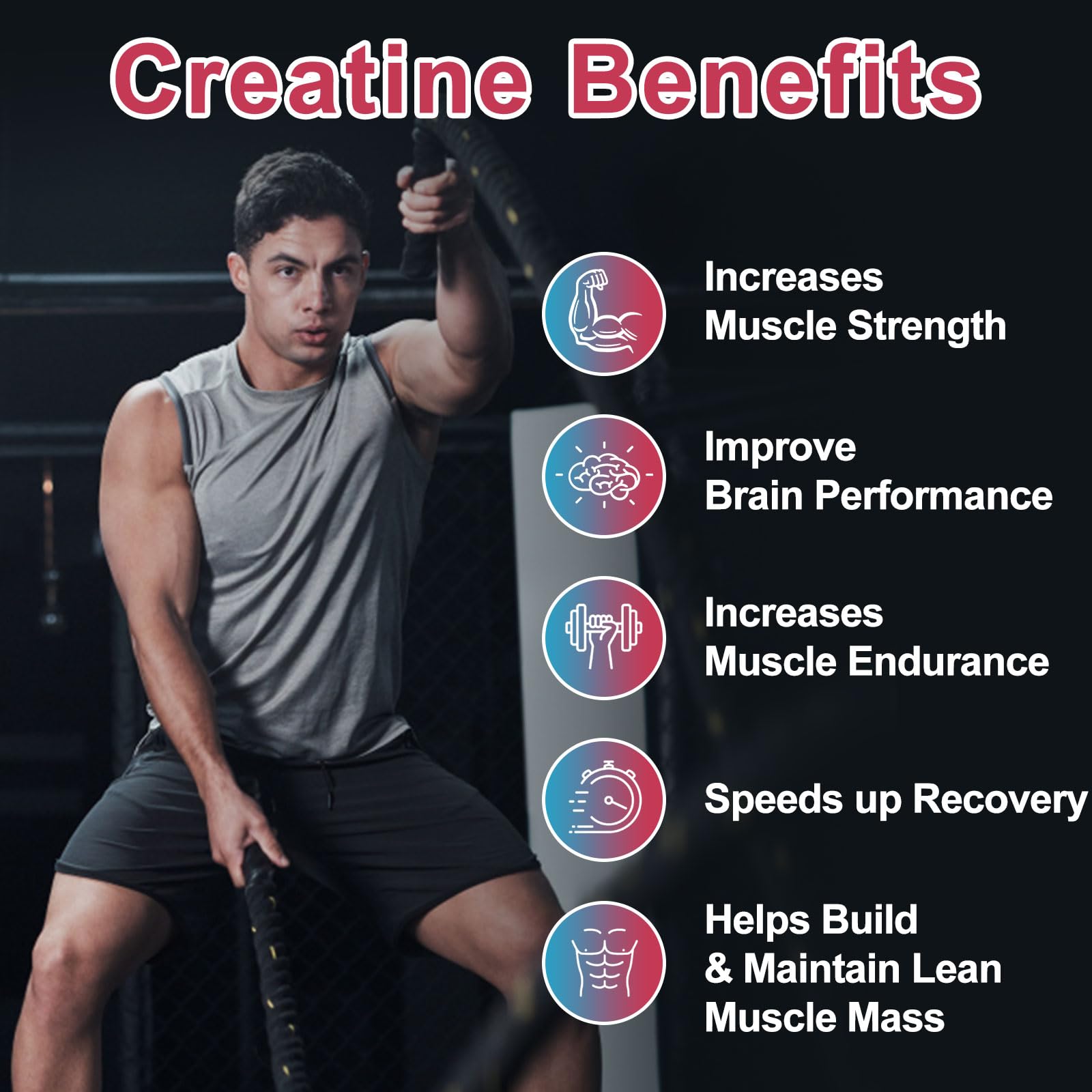Gommes Kaoxnu Creatine Monohydrate, activité sportive et récupération facilitée.