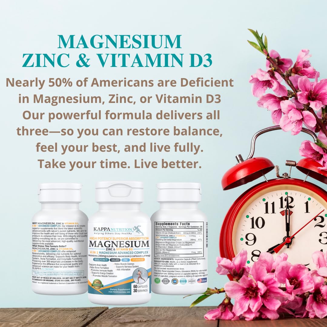 Kappa Nutrition Magnésium 4-en-1, absorption rapide grâce au bisglycinate et malate