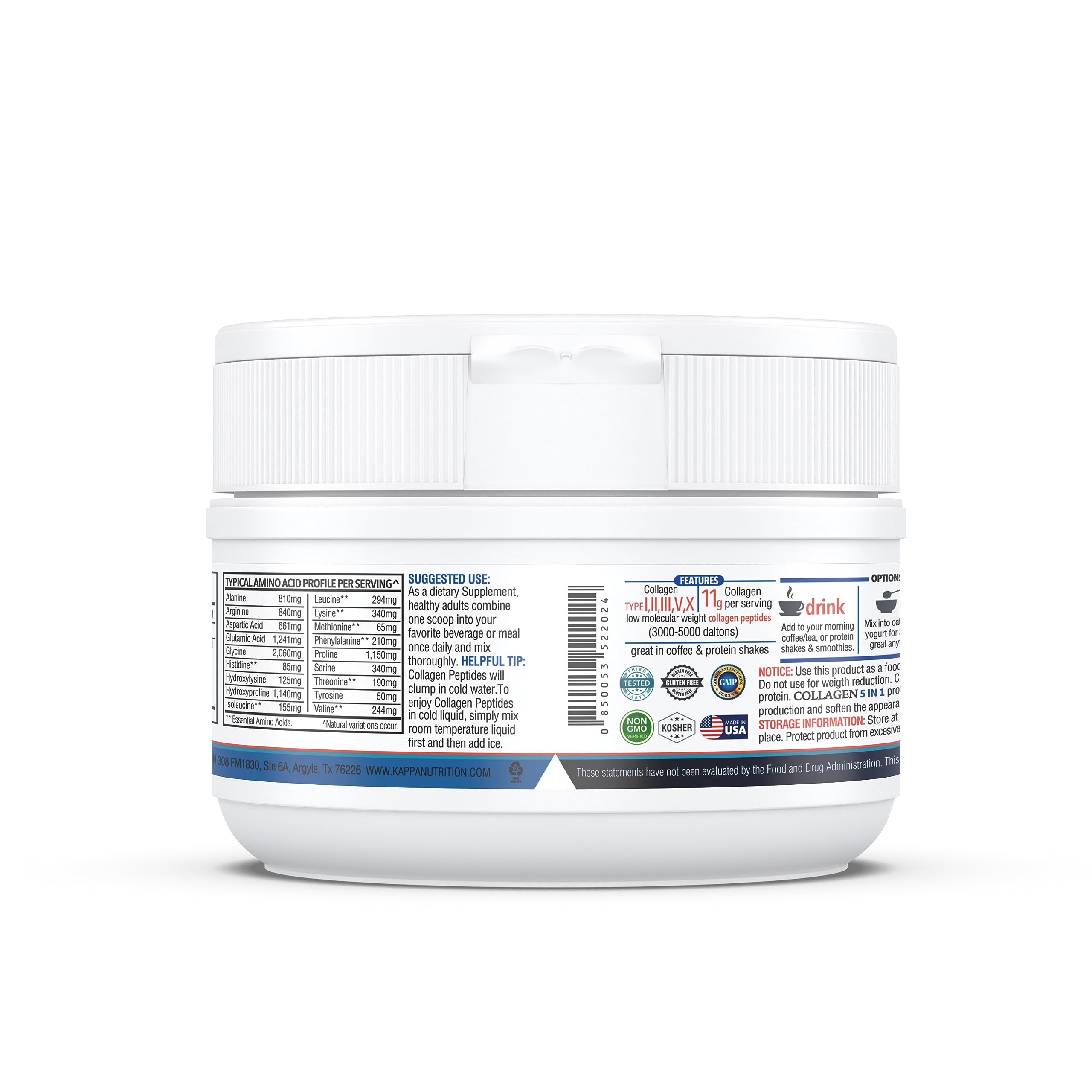 KAPPA NUTRITION Collagène Poudre — mélange neutre qui ne modifie pas le goût des boissons.