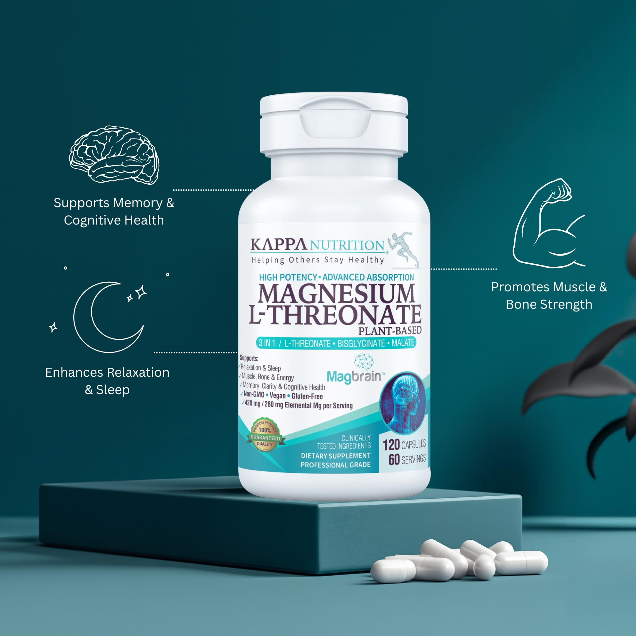 Kappa Nutrition Magbrain: tableau des ingrédients montrant le magnésium élémentaire.