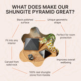 Détail de surface shungite avec traces dorées sur la pyramide Karelian Heritage