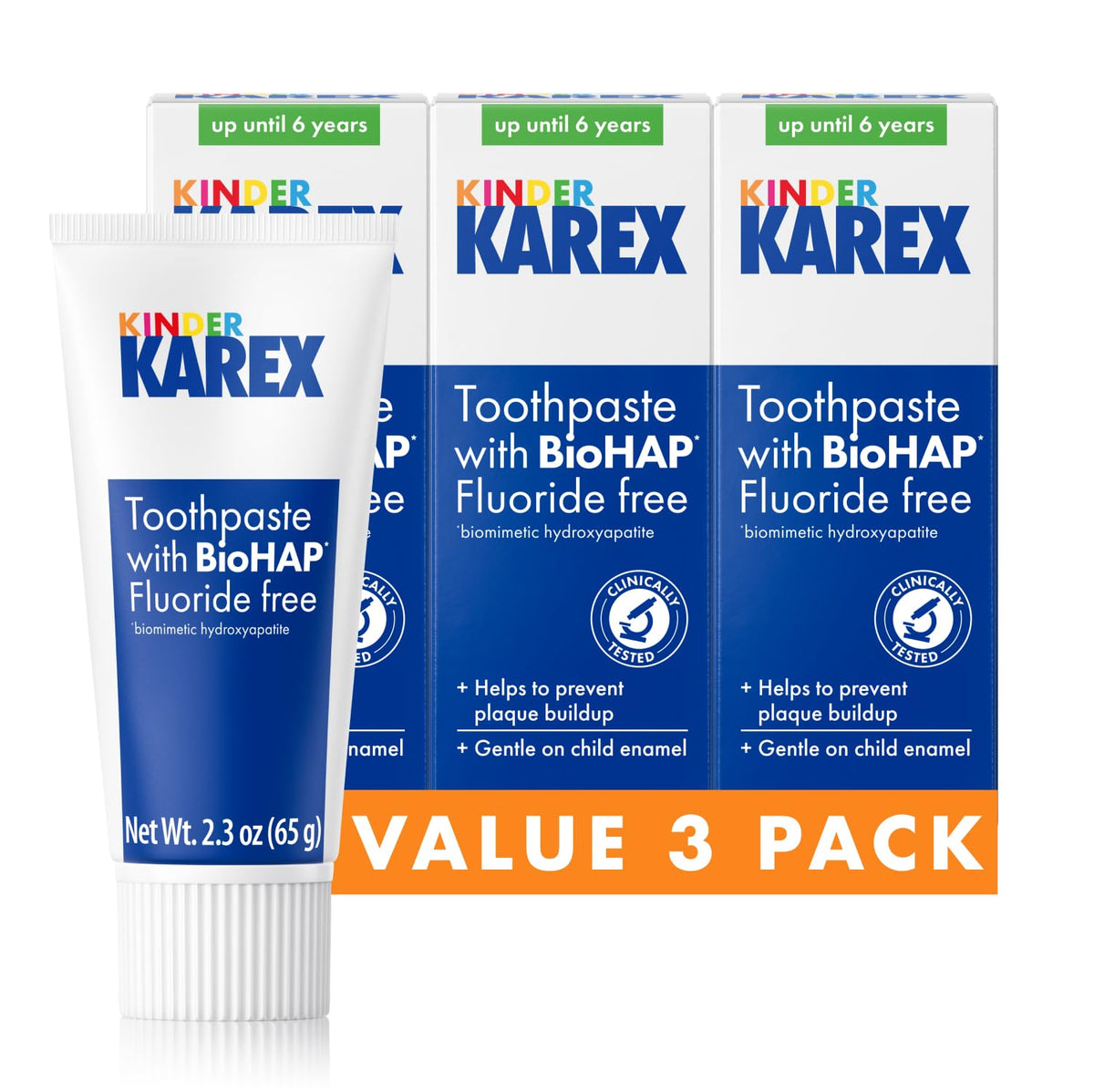 KAREX dentifrice enfant Pack3, douceur lors du brossage quotidien.